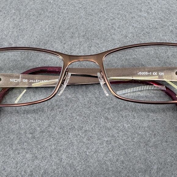 Jill Stuart Eyeglasses Womens Brown Studded Rectangle JS005-1 50-17-135 w/ Case - Picture 11 of 13